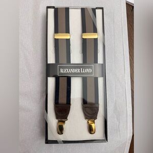 Alexander Lloyd Striped Black & Brown Suspenders Big And Tall